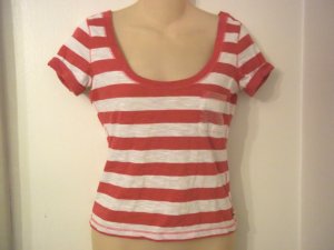 HOLLISTER PINK & WHITE TOP - SEQUIN POCKET - SIZE SMALL