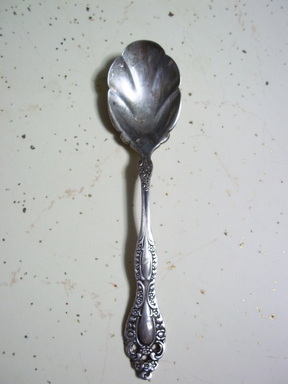 Wm Rogers Scalloped Silverplate Sugar Spoon