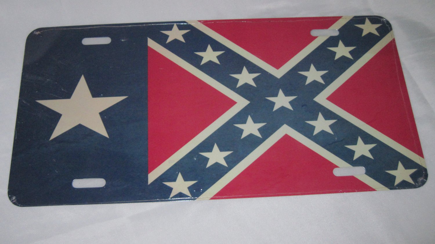 CIVIL WAR TEXAS REBEL FLAG LICENSE PLATE ALUMINUM 6 X 12 NEW