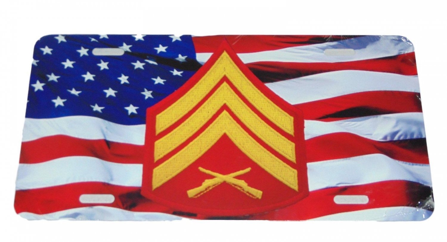 Usmc E5 Sergeant Patch License Plate 6 X 12 Inches New Aluminum Made