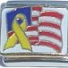 US FLAG & SUPPORT RIBBON 9MM ITALIAN CHARM US FLAG & SUPPORT RIBBON 9MM ITALIAN CHARM