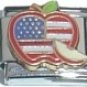 USA APPLE & APPLE SLICE NEW PATRIOTIC ITALIAN CHARM