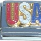 USA GLITTER PATRIOTIC 9MM ITALIAN CHARM