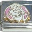 PINK FLOPPY EAR BUNNY 9MM ITALIAN CHARM EASTER