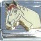 WHITE TAN HORSE 9MM ITALIAN CHARM