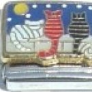 CATS SITTING ON FENCE 9MM ITALIAN CHARM