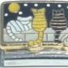 CATS SITTING ON FENCE NIGHT SKY 9MM ITALIAN CHARM