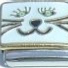 WHITE CAT FACE 9MM ITALIAN CHARM