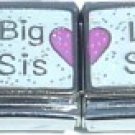 GLITTER BIG SIS-LIL SIS DOUBLE 9MM ITALIAN CHARM