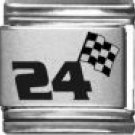 #24 W/FLAG NASCAR 9MM LASER ITALIAN CHARM