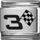 #3 W/FLAG NASCAR 9MM LASER ITALIAN CHARM