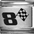 #8 W/FLAG NASCAR 9MM LASER ITALIAN CHARM
