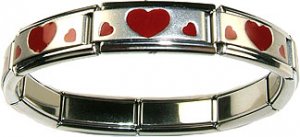 RED HEARTS SUPER LINK ITALIAN CHARM STARTER BRACELET