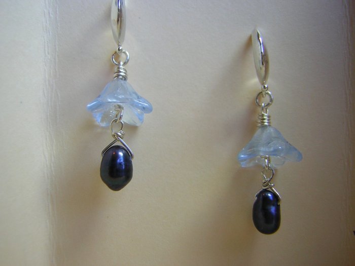 Vintage Blue Petals & Peacock Blue Pearls