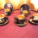Japanese maki-e lacquer expresso cups and saucers