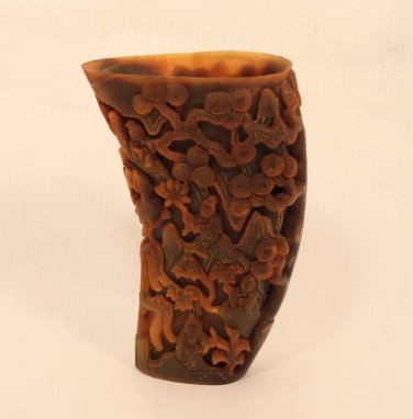 Chinese Antique Ox horn  libation cup