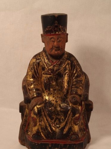 Qing Dynasty Buddhist Wood figure seated on Throne