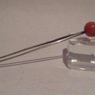 Edo Japanese Sterling silver and Coral Colored Bead Hair Pin