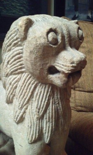 India  Hindu  sandstone carved Lion Sculpture (UPS PACK SHIP)
