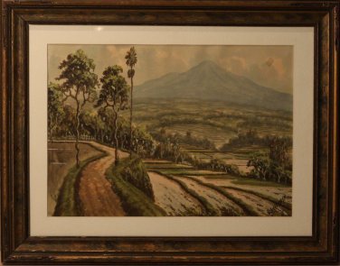 Anton Kustia Widjaja water color of rice terraces