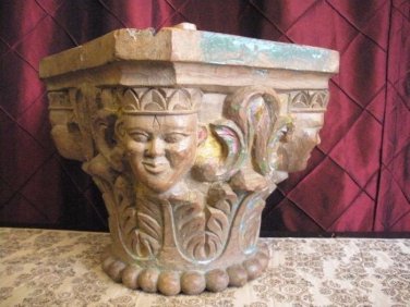 Antique  19th hardwood carved Column capital