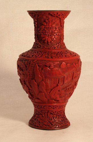 Chinese antique cinnabar carved vase