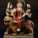 19thc Hindu marble temple sculpture of Durga riding her Lion