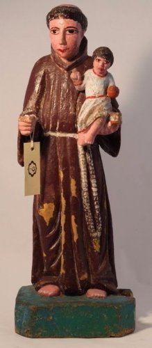 India Goa 18th c wood Santos of St. Anthony with child VERY RARE