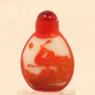 Chinese red and white Peking glass snuff bottle