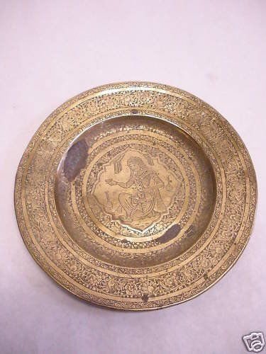 Antique hand chased brass plate India