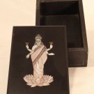 Pietra Dura slate box with mother of pearl Laxmi