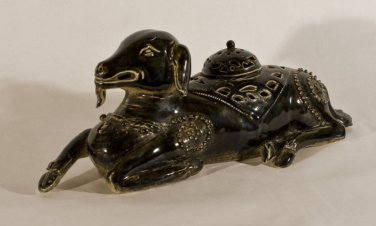 Chinese  porcelain figural sculpted goat censor