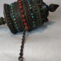 Antique Asian Silver metal and Coral Turquoise Prayer Wheel