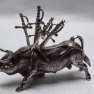 Antique Silver Matador Bull form hors d'oeuvre Sword Skewers