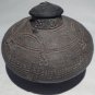 Rare Silla period stoneware  incised rounded pot with lid