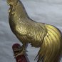 Japanese Meiji Gilt Bronze Rooster Okimono on Stand