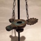 Roman style Bronze oil lamp with chain