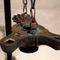 Roman style Bronze oil lamp with chain