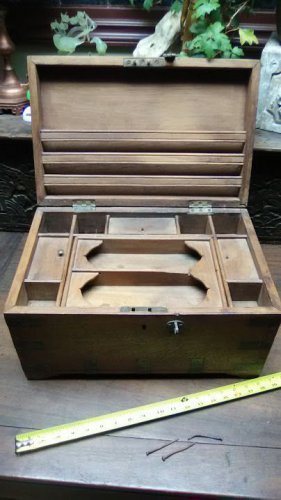 Colonial Teak and Brass Campagne Letter box