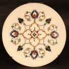 Ornate Pietra dura grand tour white marble inlaid plaque