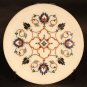 Ornate Pietra dura grand tour white marble inlaid plaque