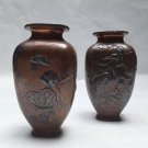 Pair of Taisho Copper Clad metal vases