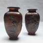 Pair of Taisho Copper Clad metal vases