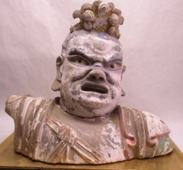 Yuan Dynasty stucco Lokapala bust