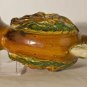Antique Chinese Tang Dynasty style sancai glazed flask with rabbits