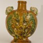Antique Chinese Tang Dynasty style sancai glazed flask with rabbits