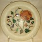 Pietra dura grand tour white marble inlaid plate with flowers
