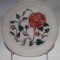 Pietra dura grand tour white marble inlaid plate with flowers