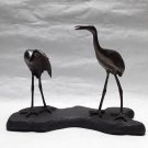 Japanese Bronze Okimono of a pair of Cranes