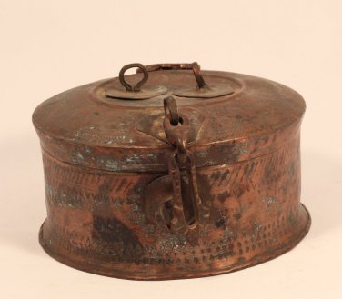 1800&acirc;��s Antique Old Copper Bronze Hand Chased Indian Badmeri Chapati box